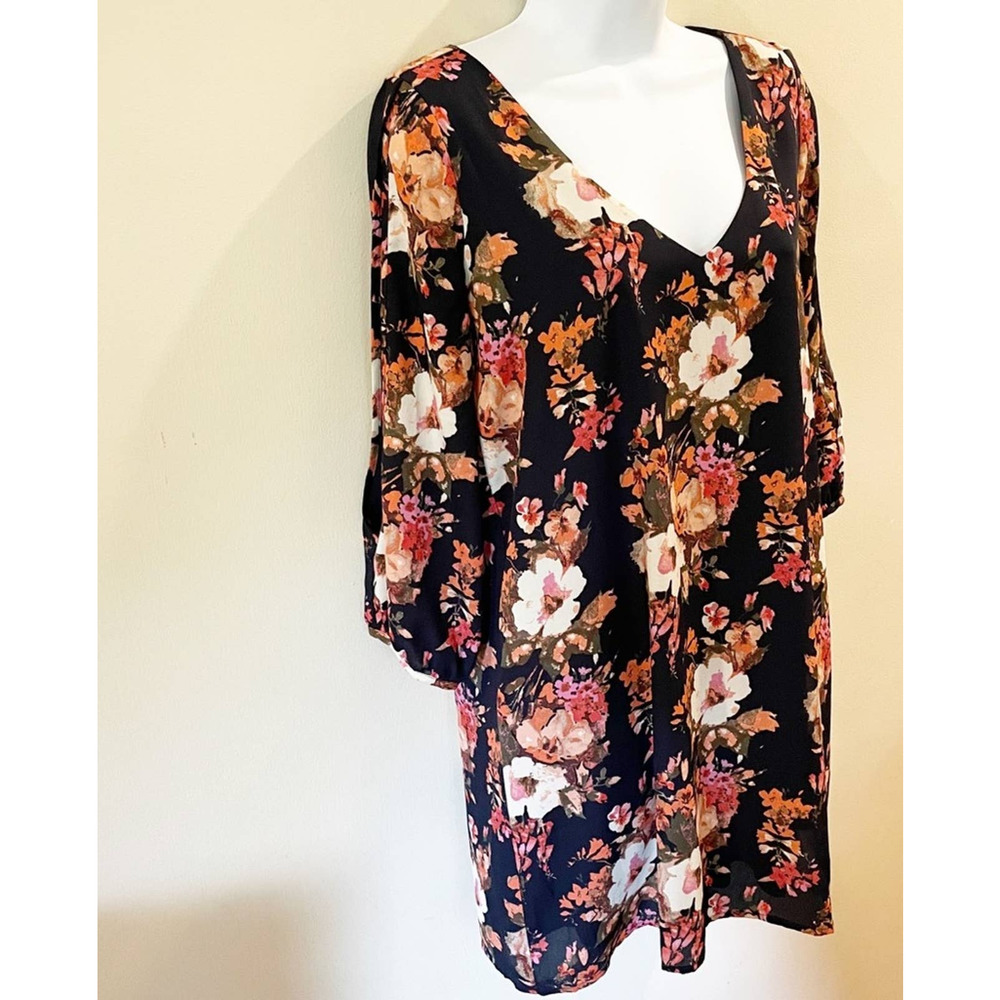 Lulus Shifting Dears Navy Floral Print Dress S - Picture 2 of 14